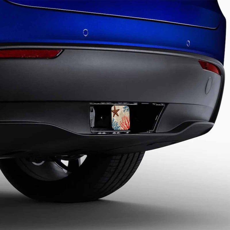 Beabes World Map Tow Trailer Hitch Cover Plug Insert, Tropical Reef Sealife Coral Starfish Retro Map Receiver Hitch Cover Tow Hitch Covers Compatible with Most Auto Cars Trucks for 2 Inch Receivers - Image 4